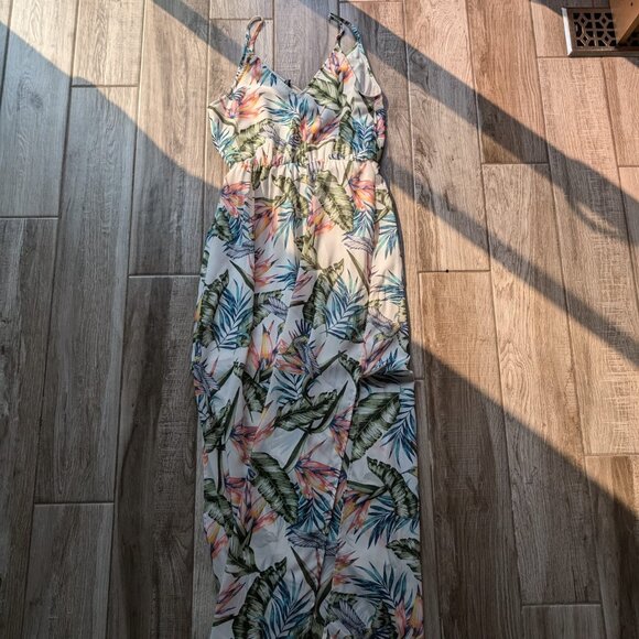 H&M Divided Floral Print Maxi Dress Slit Size 12 Women’s Summer Casual - Picture 1 of 6